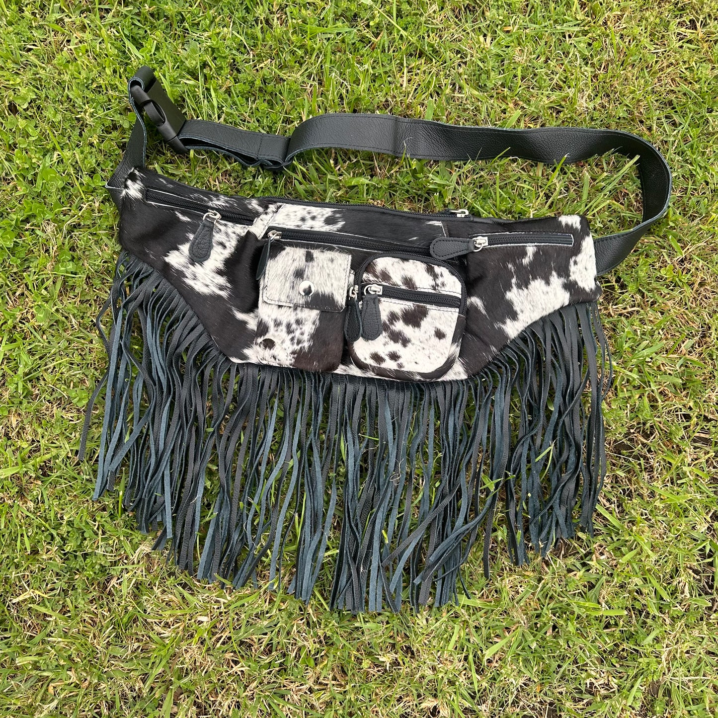 Large Fringe & Cowhide Fanny Pack