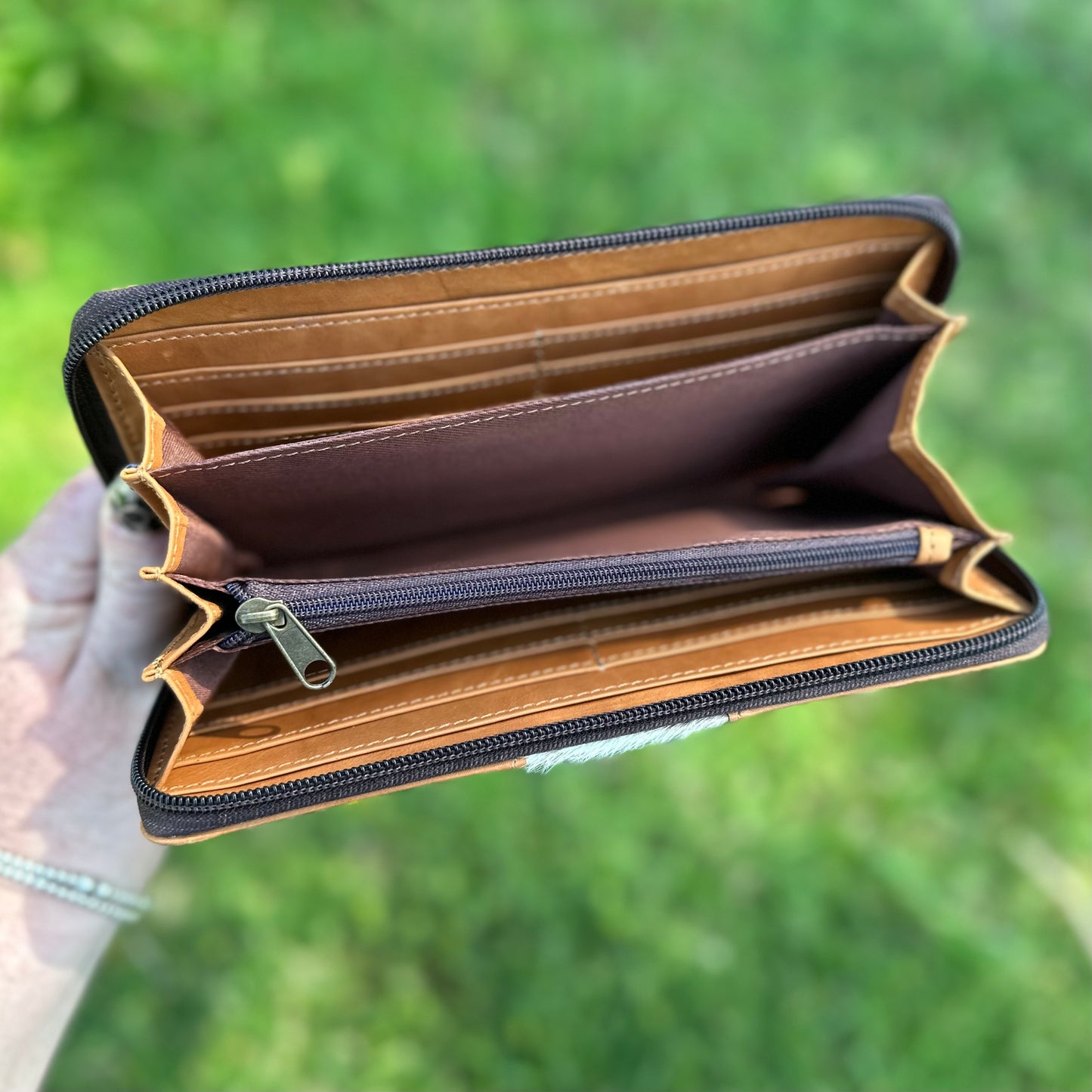 Emily Cowhide & Leather Wristlet Wallet