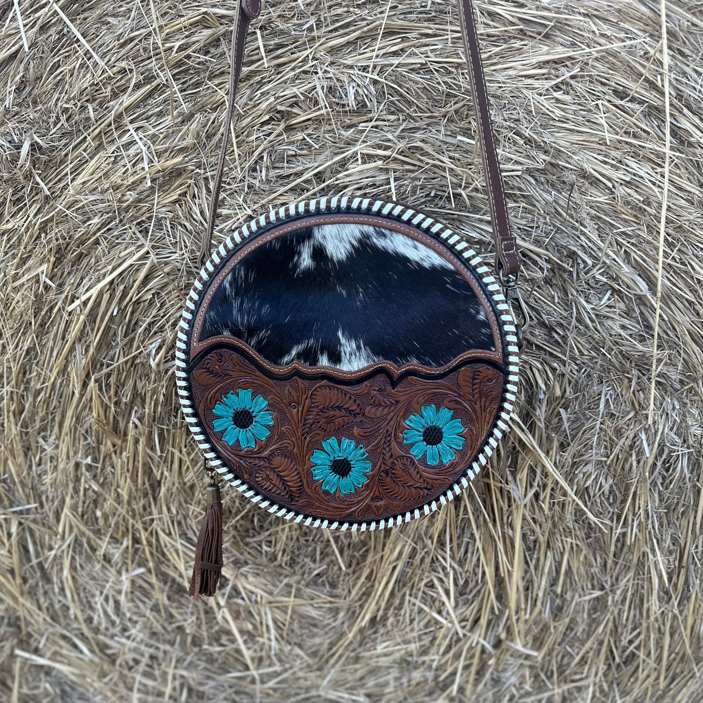 Blue Poppy Round Bag