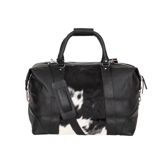 Sable Hair-On Duffle – Black Leather & Cowhide Weekender