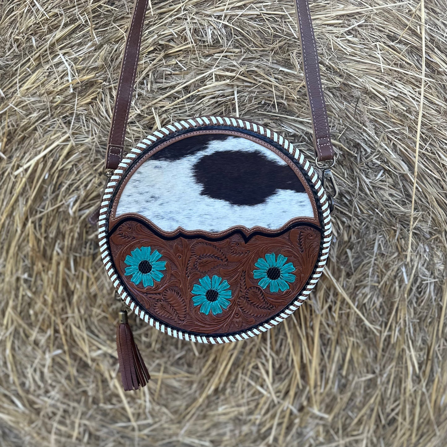 Blue Poppy Round Bag