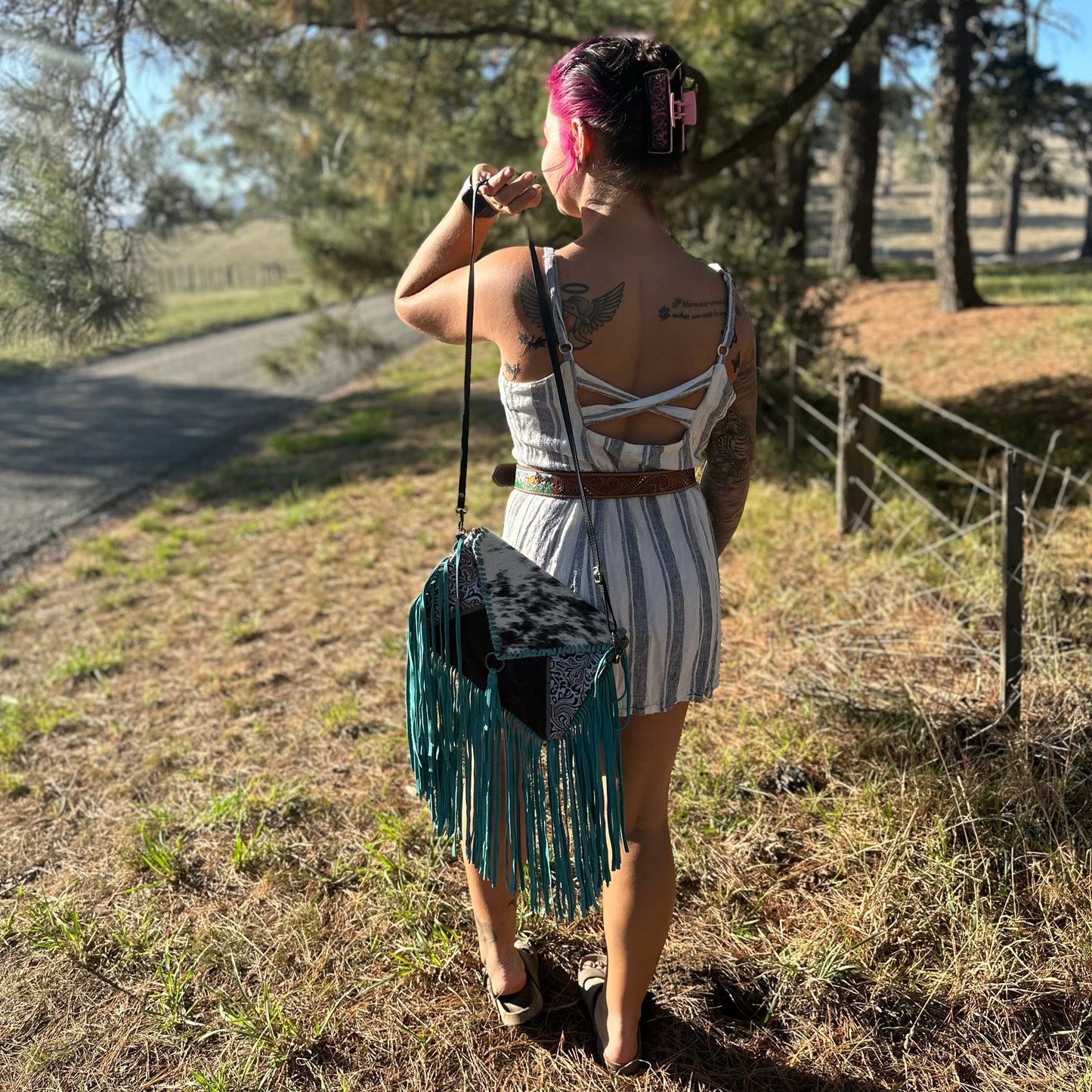 Belle Cowhide & Fringe Bag