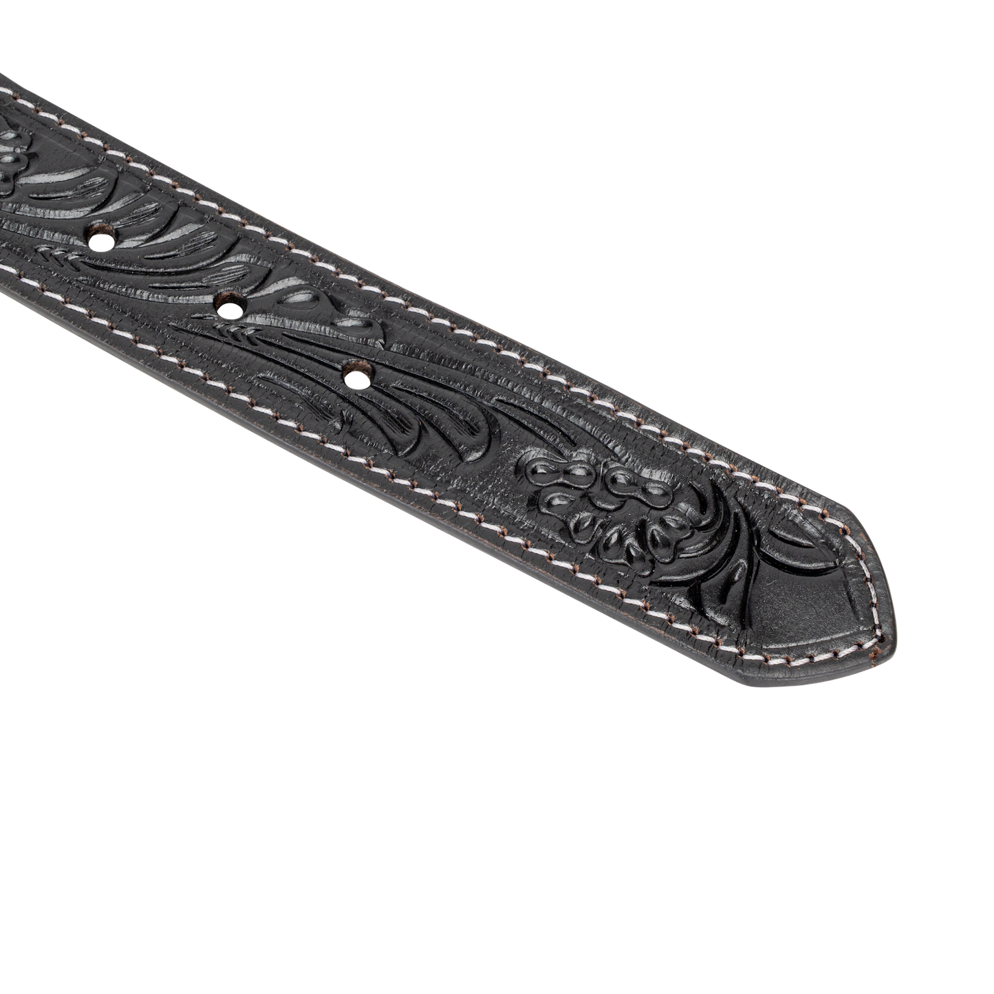 Embossed Leather Belt - Black