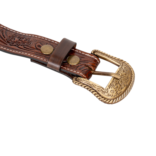 Embossed Leather Belt - Dark Brown
