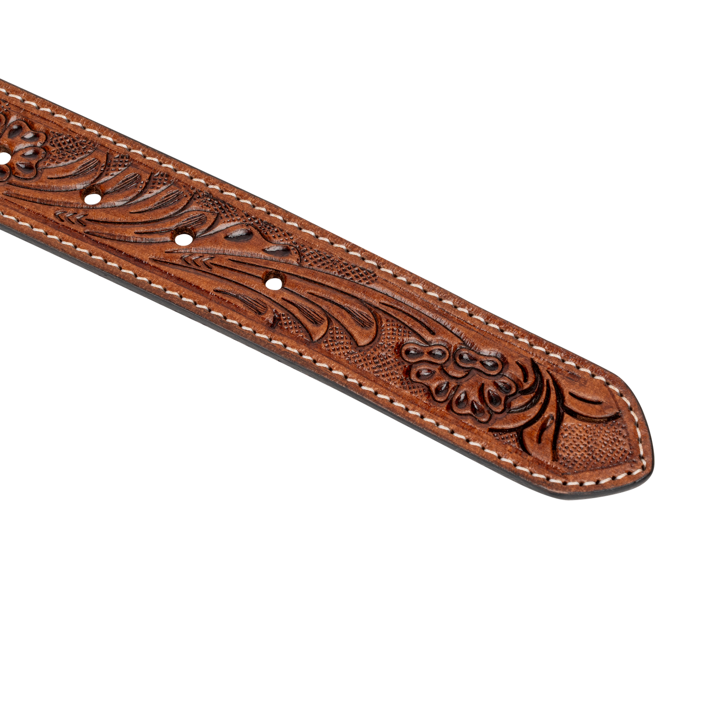 Embossed Leather Belt - Light Brown