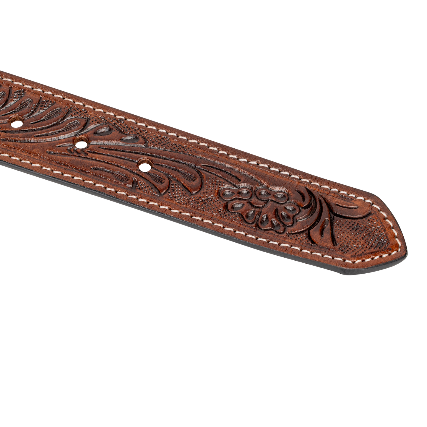 Embossed Leather Belt - Dark Brown
