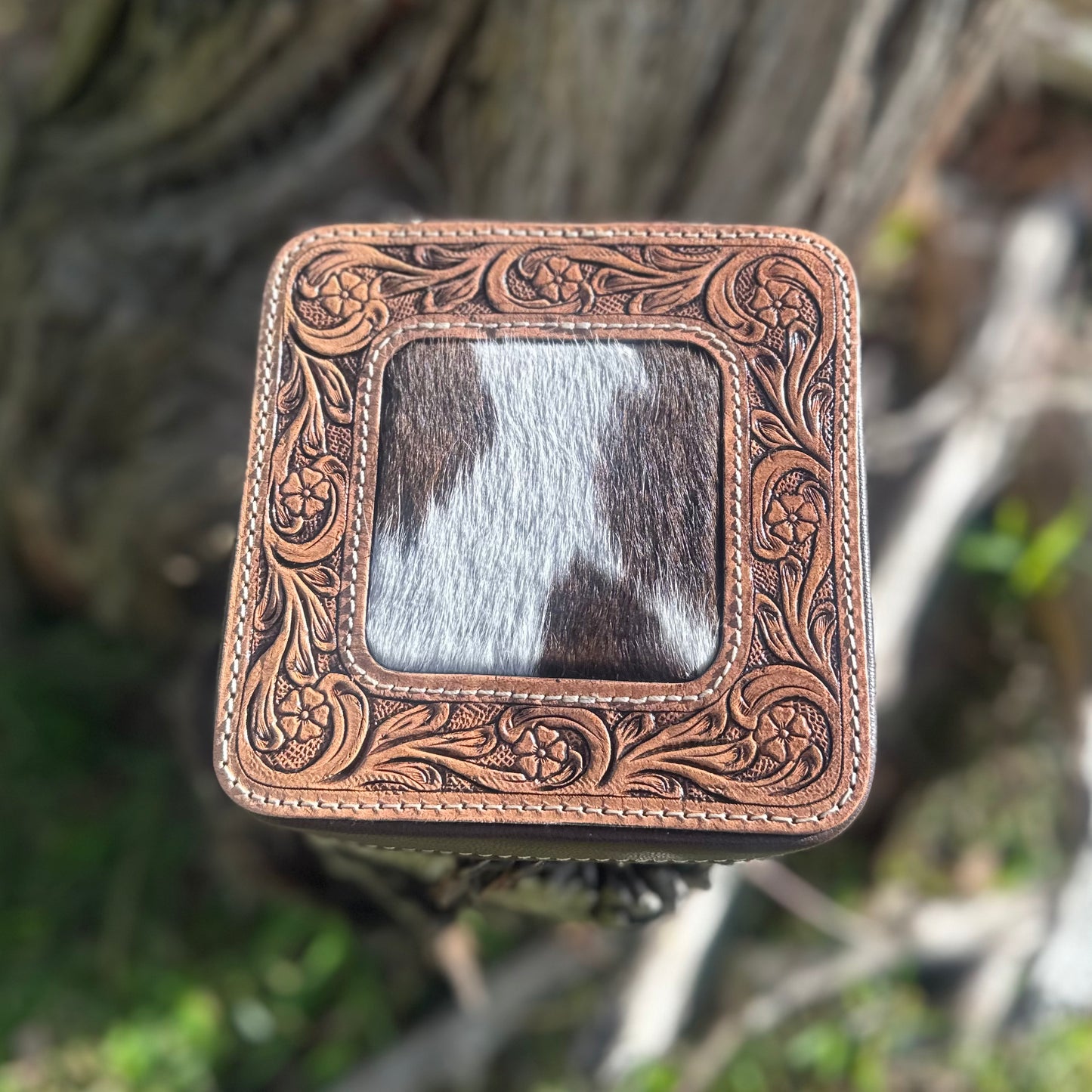Tooled Leather & Cowhide Jewellery Box