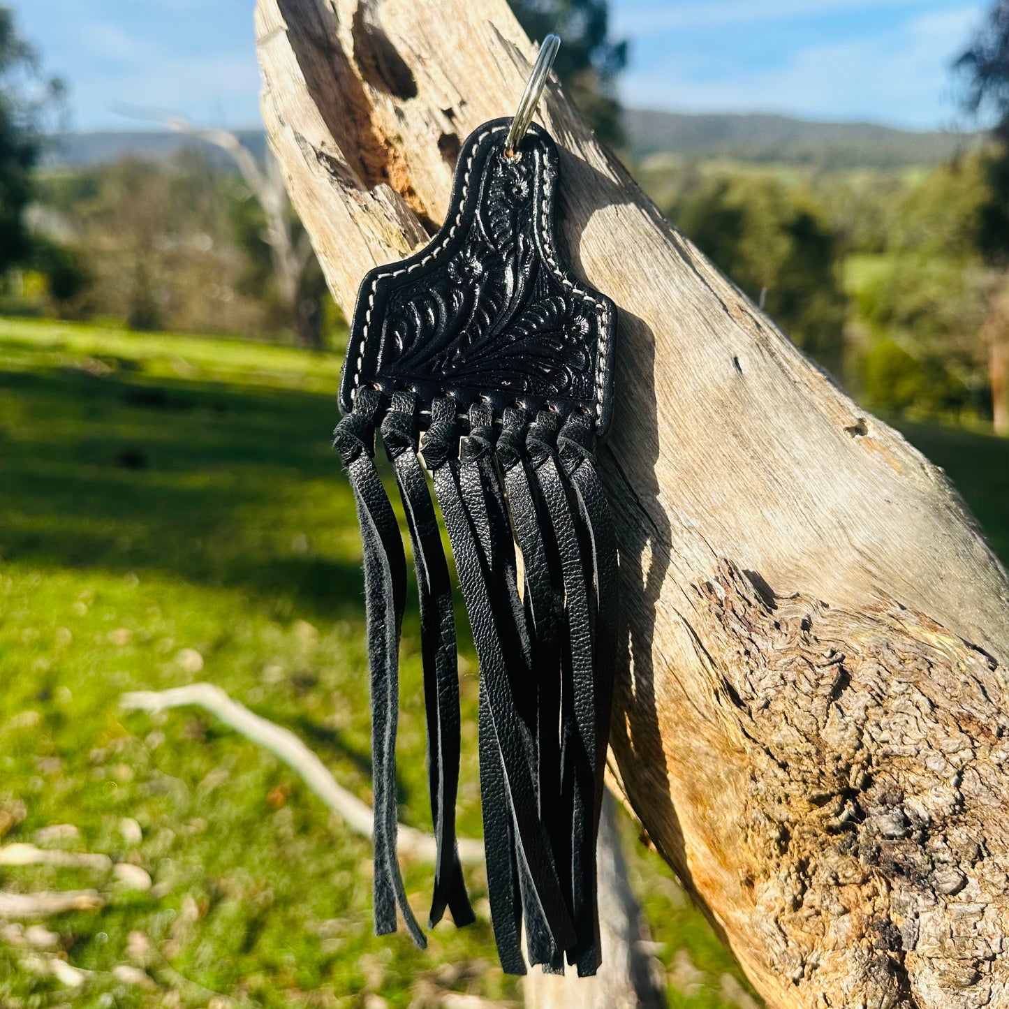 Tooled Leather Keyring