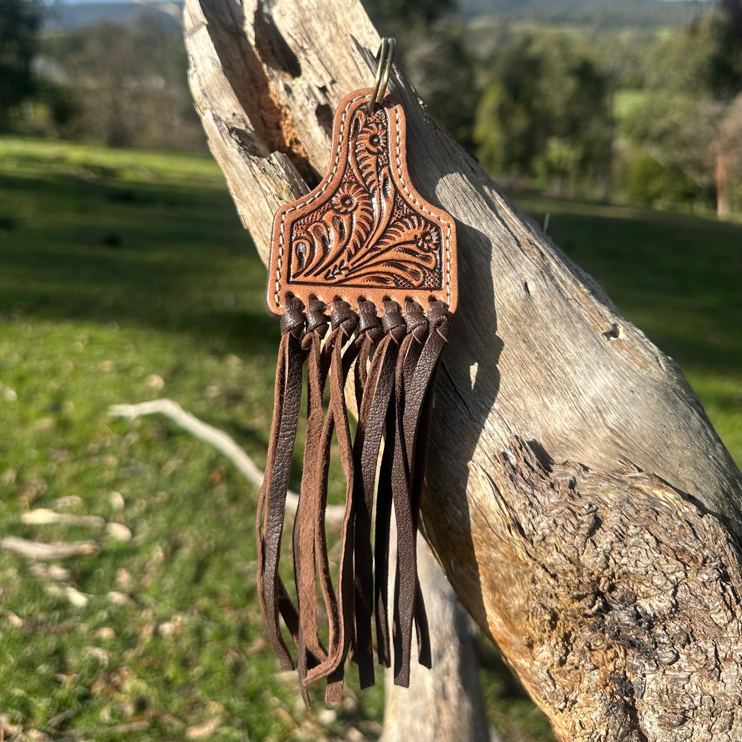 Tooled Leather Keyring