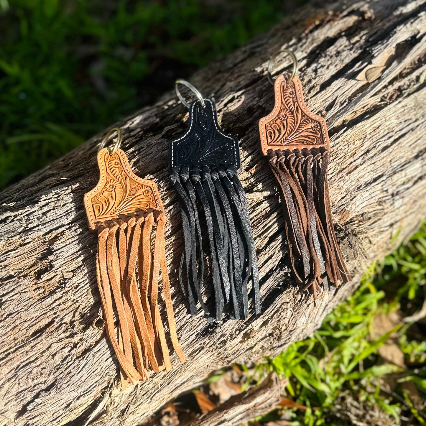 Tooled Leather Keyring
