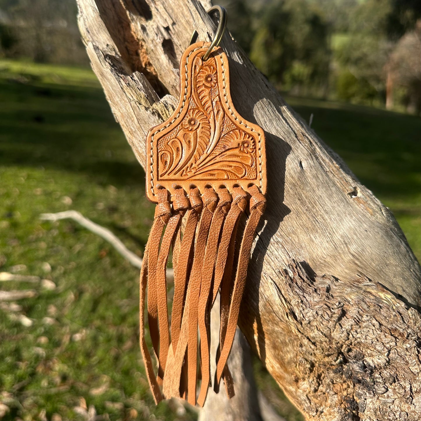 Tooled Leather Keyring