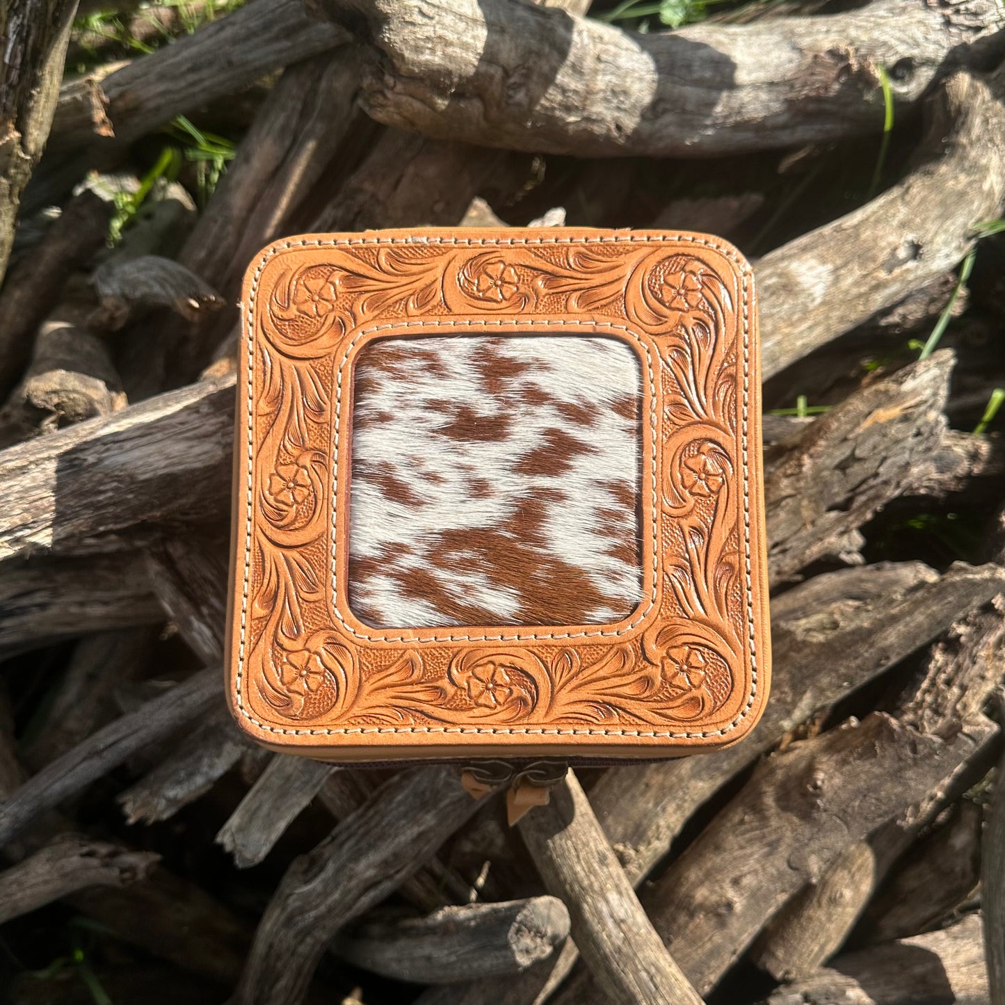 Tooled Leather & Cowhide Jewellery Box