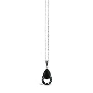 Marcasite & Onyx Teardrop Necklace