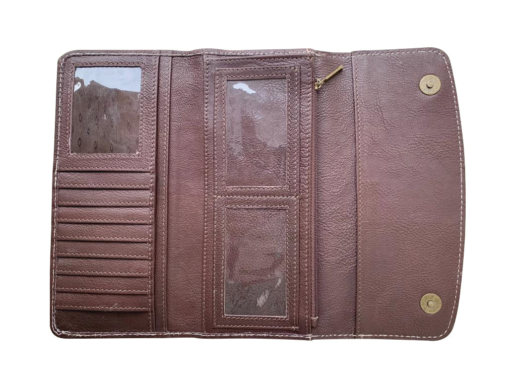 Cowhide Flap Wallet with Hand Tooled Leather