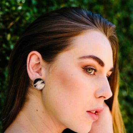 Cowhide Stud Earrings - 20MM