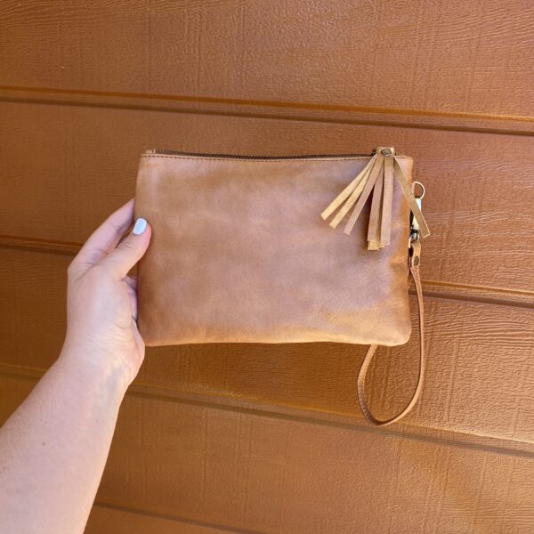 Harmony Tassel Clutch - Vintage Tan