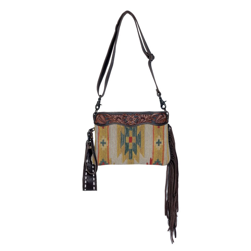 Yellow Hand Tooled Clutch Bag