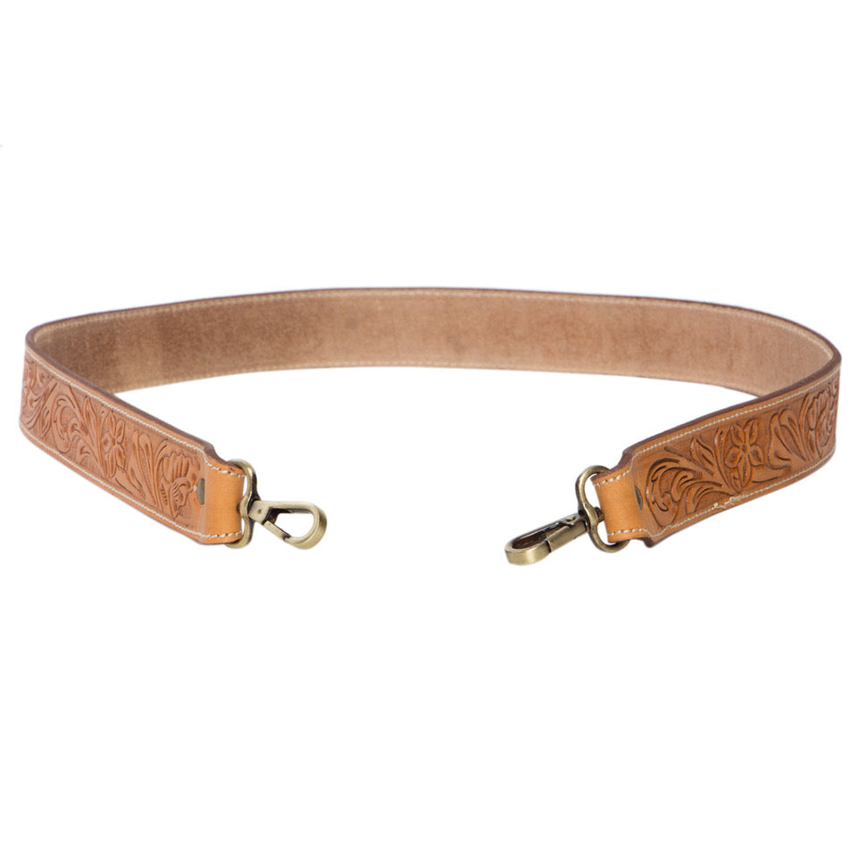 Tooled Leather Bag Strap