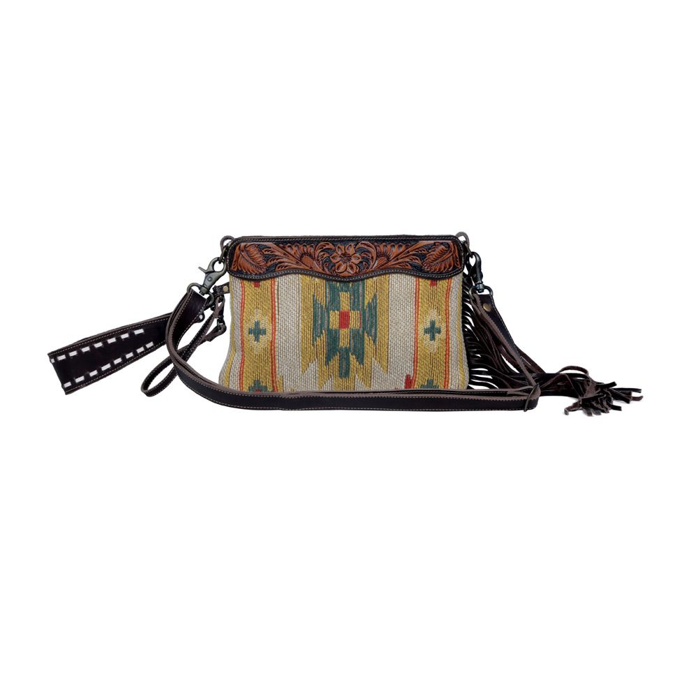 Yellow Hand Tooled Clutch Bag
