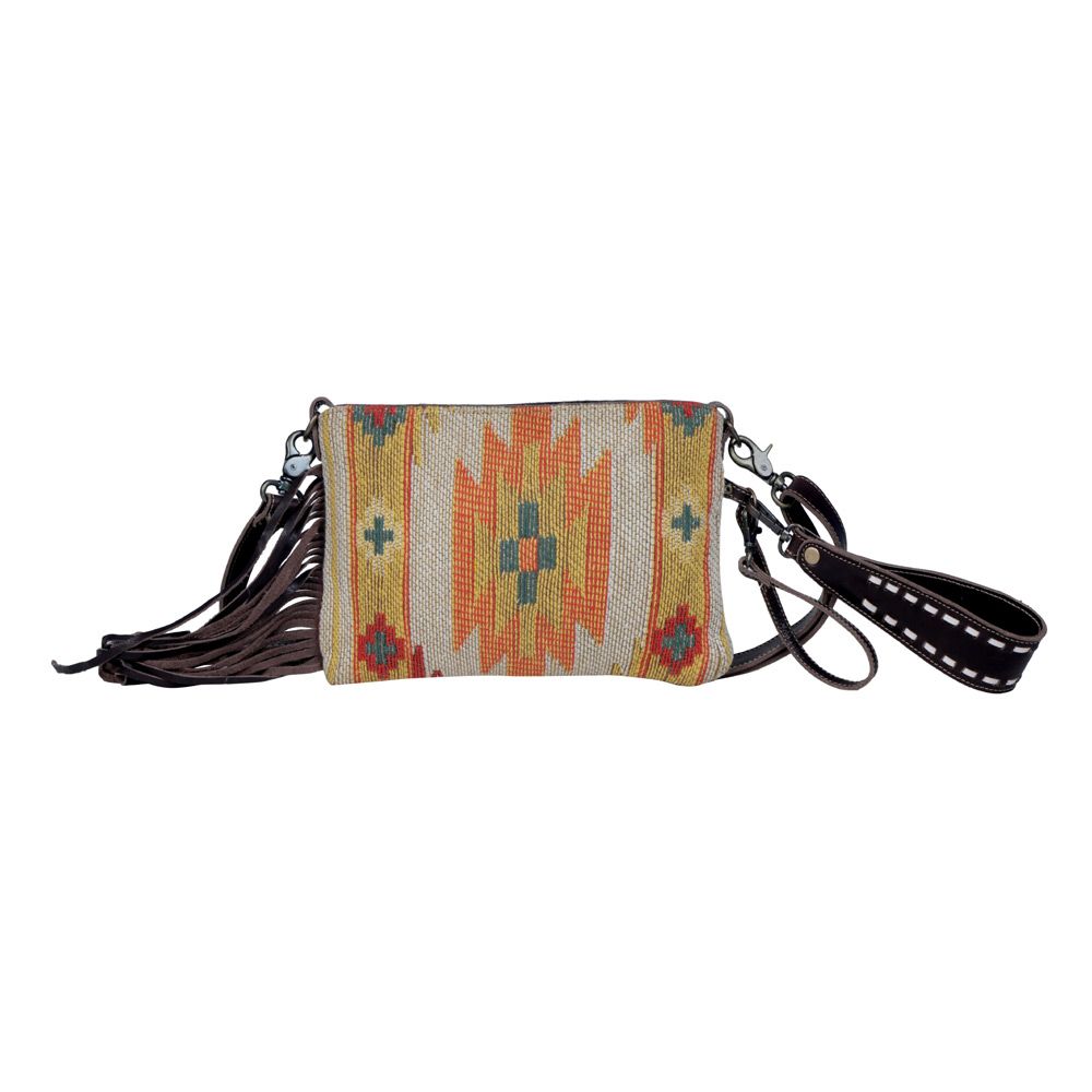 Yellow Hand Tooled Clutch Bag