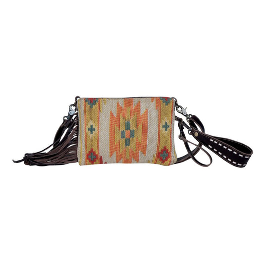 Yellow Hand Tooled Clutch Bag