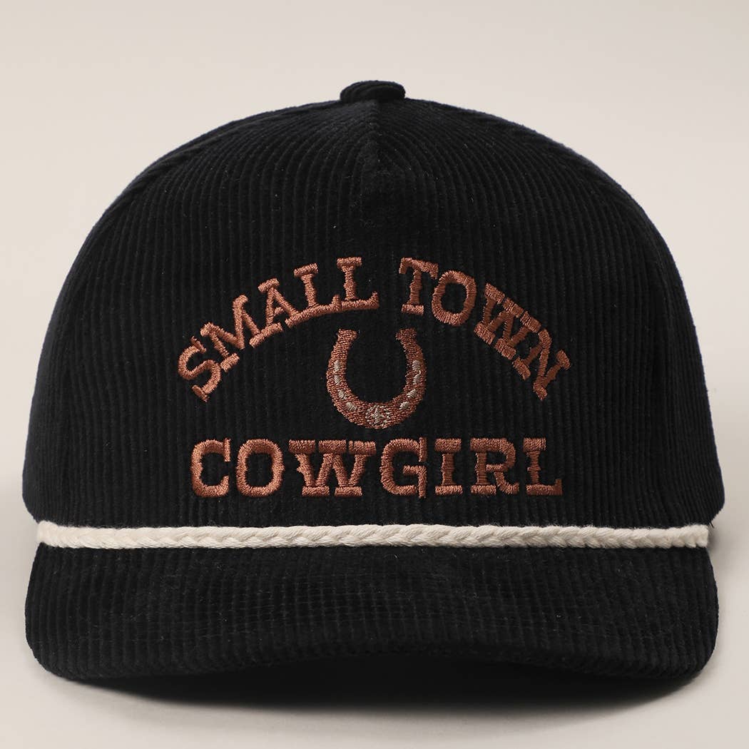 SMALL TOWN COWGIRL Corduroy Rope Trucker Hat