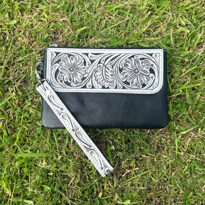 Tilly Leather Tooled Clutch