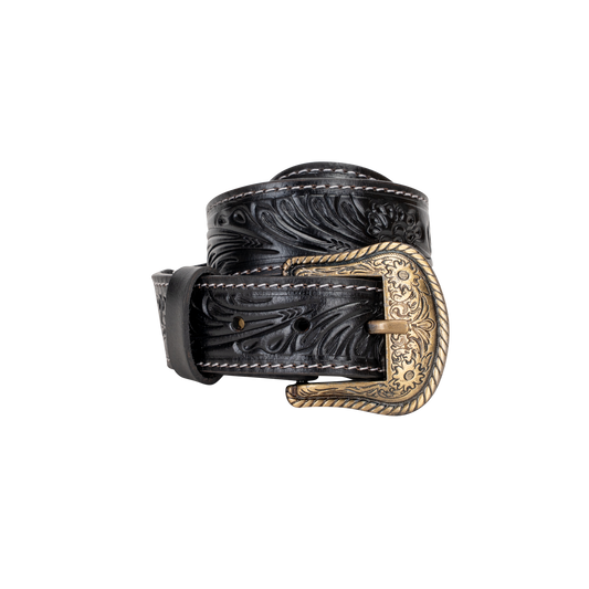 Embossed Leather Belt - Black