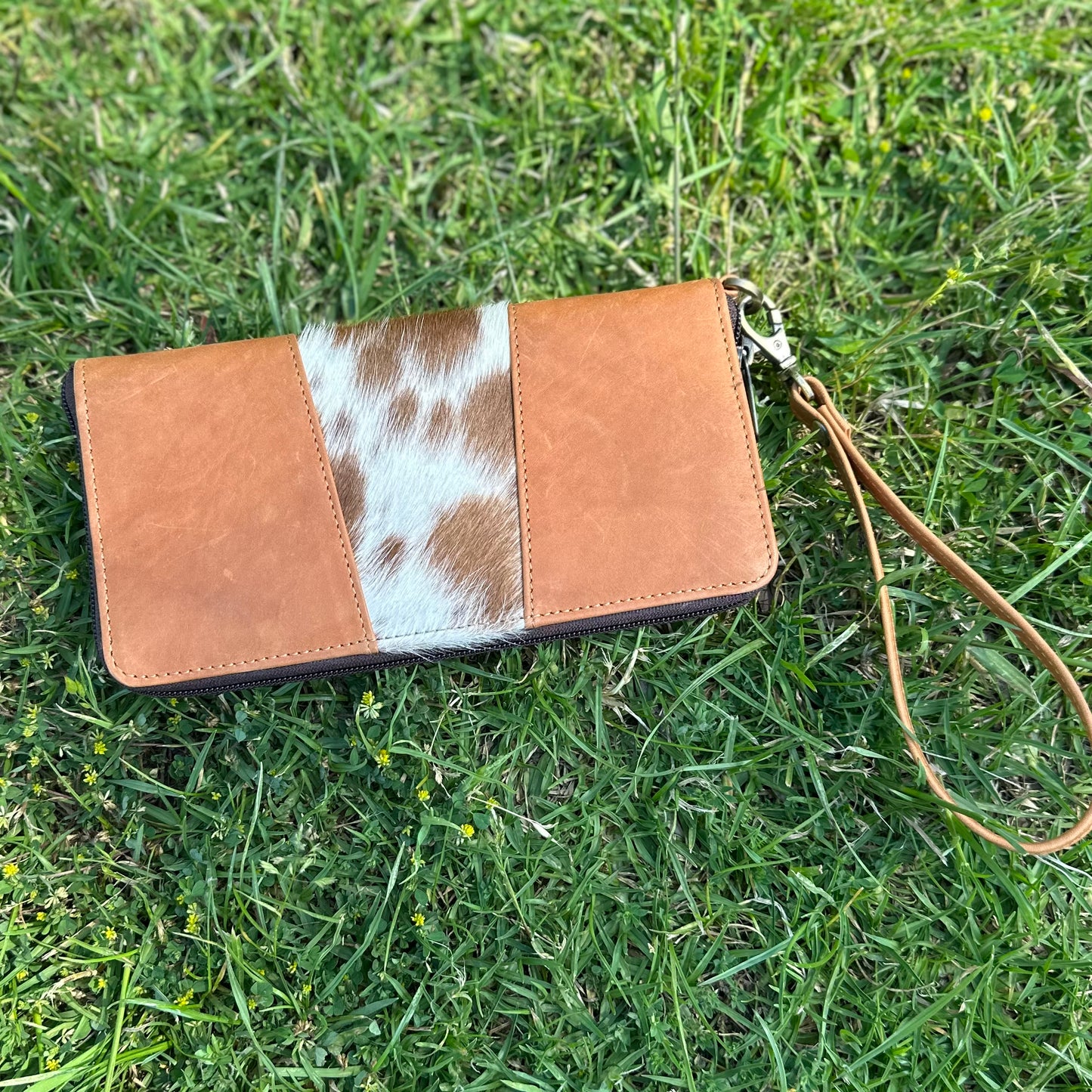 Emily Cowhide & Leather Wristlet Wallet
