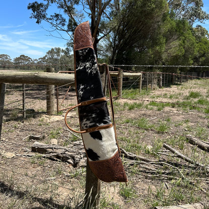 Cowhide Rifle Bag with Tooled Leather