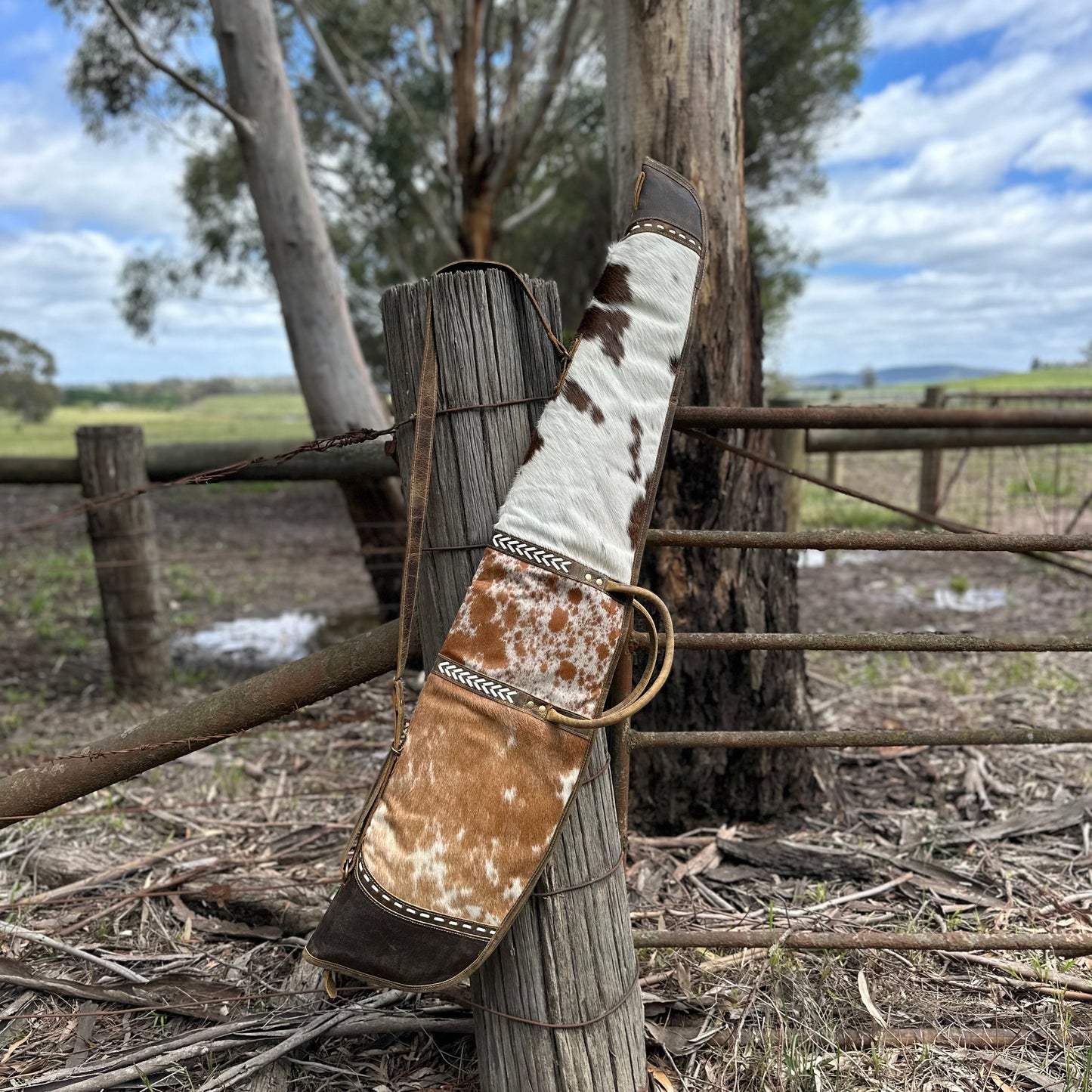 Antique Leather & Cowhide Rifle Bag