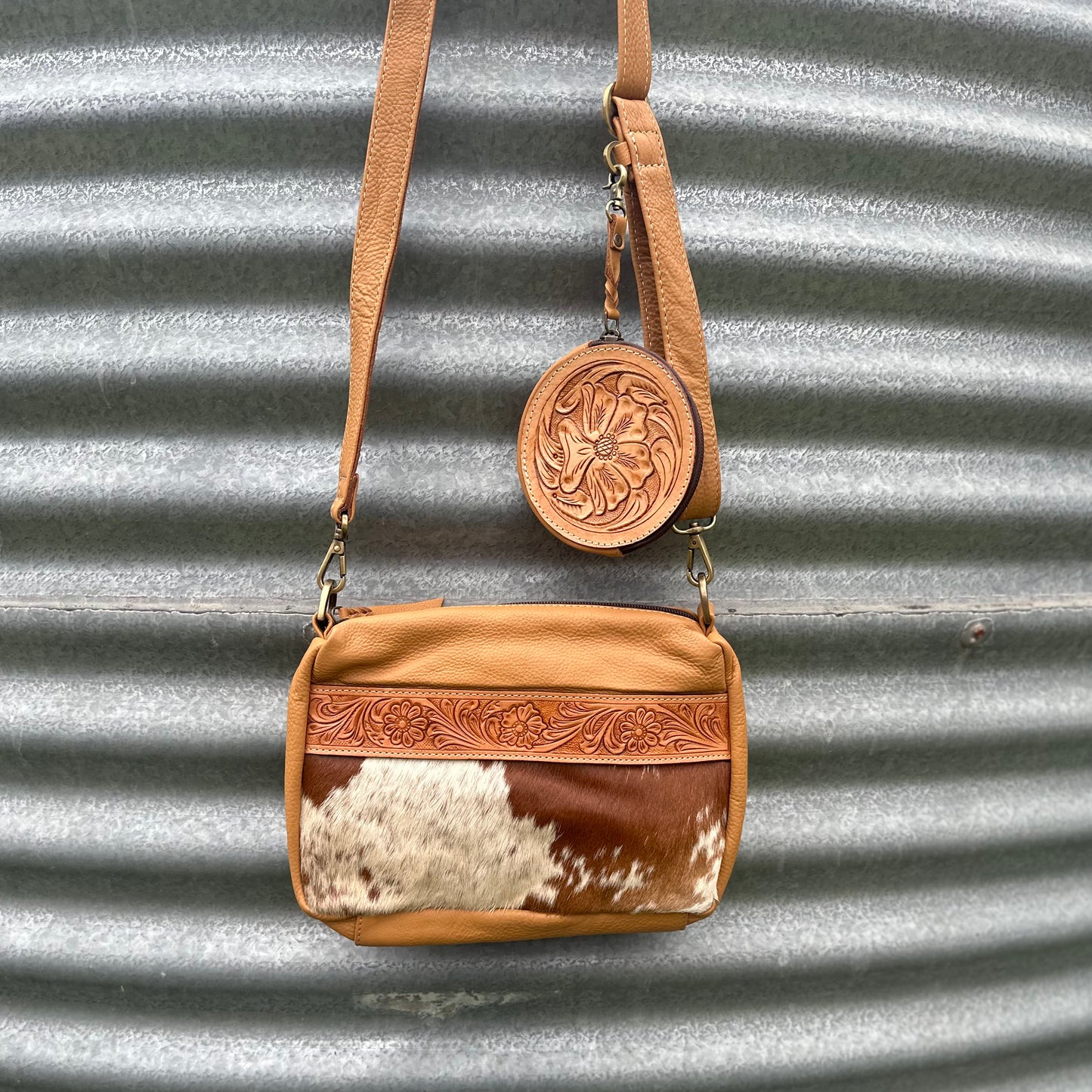 Phoebe Tooled Bag with Coin Purse