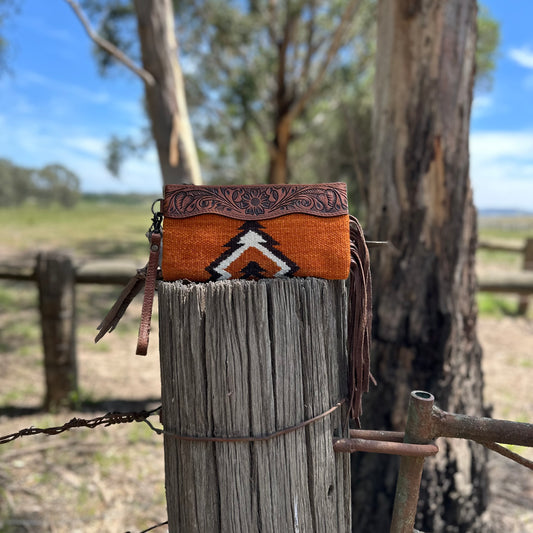 Rust Saddle Blanket Clutch