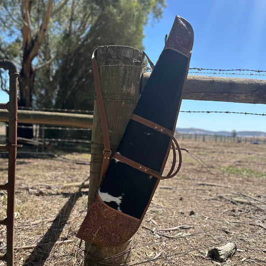 Cowhide Rifle Bag with Tooled Leather