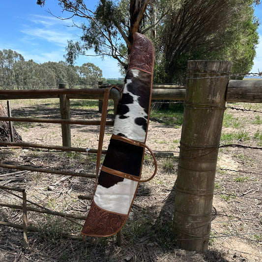 Cowhide Rifle Bag with Tooled Leather