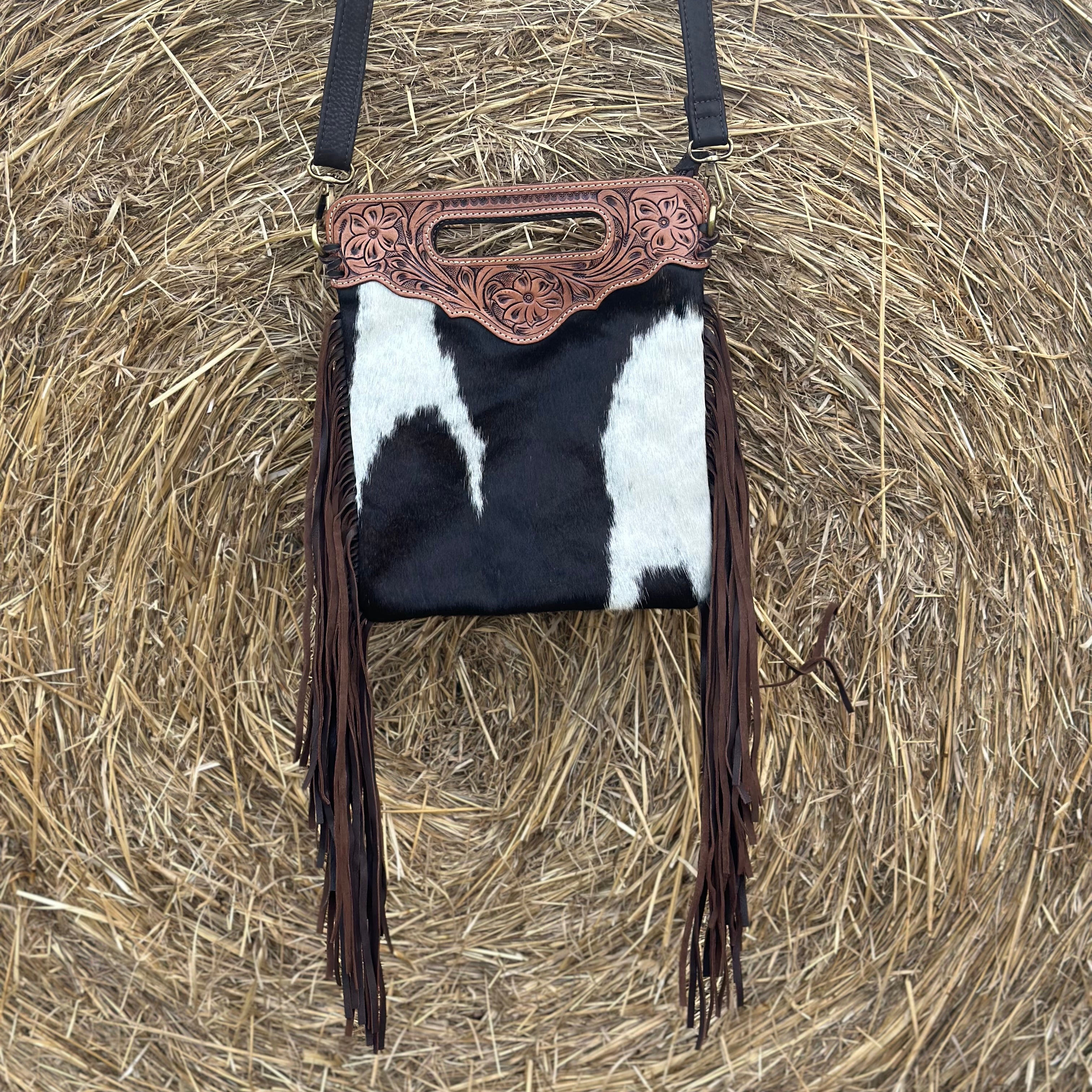 Hope Tooled Leather Cowhide Fringe Purse by Countryside Co.