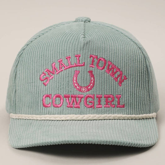 SMALL TOWN COWGIRL Corduroy Rope Trucker Hat