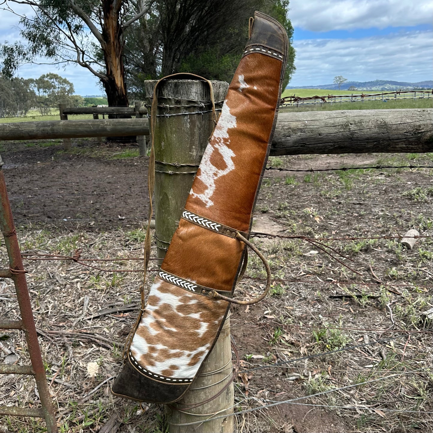 Antique Leather & Cowhide Rifle Bag