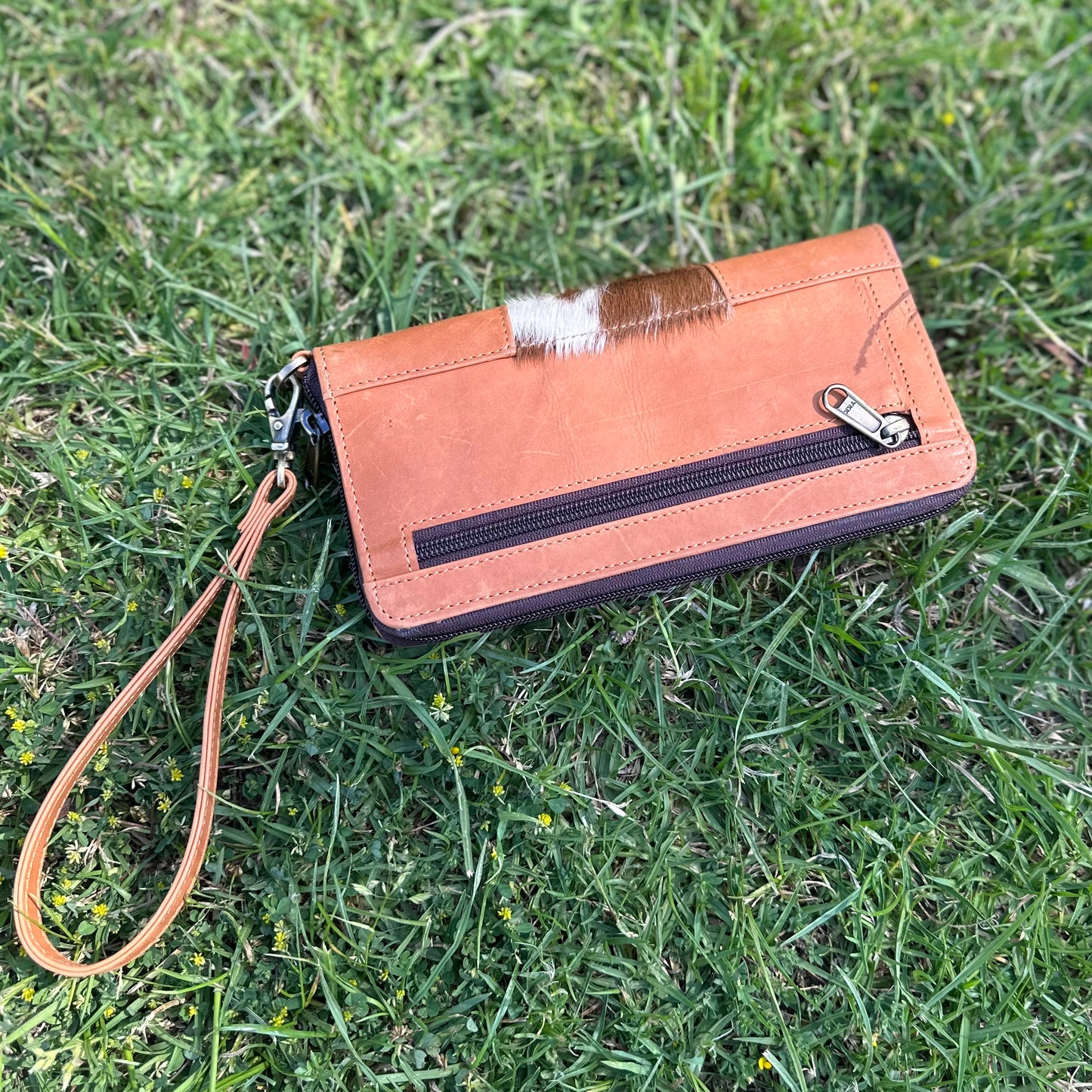 Emily Cowhide & Leather Wristlet Wallet
