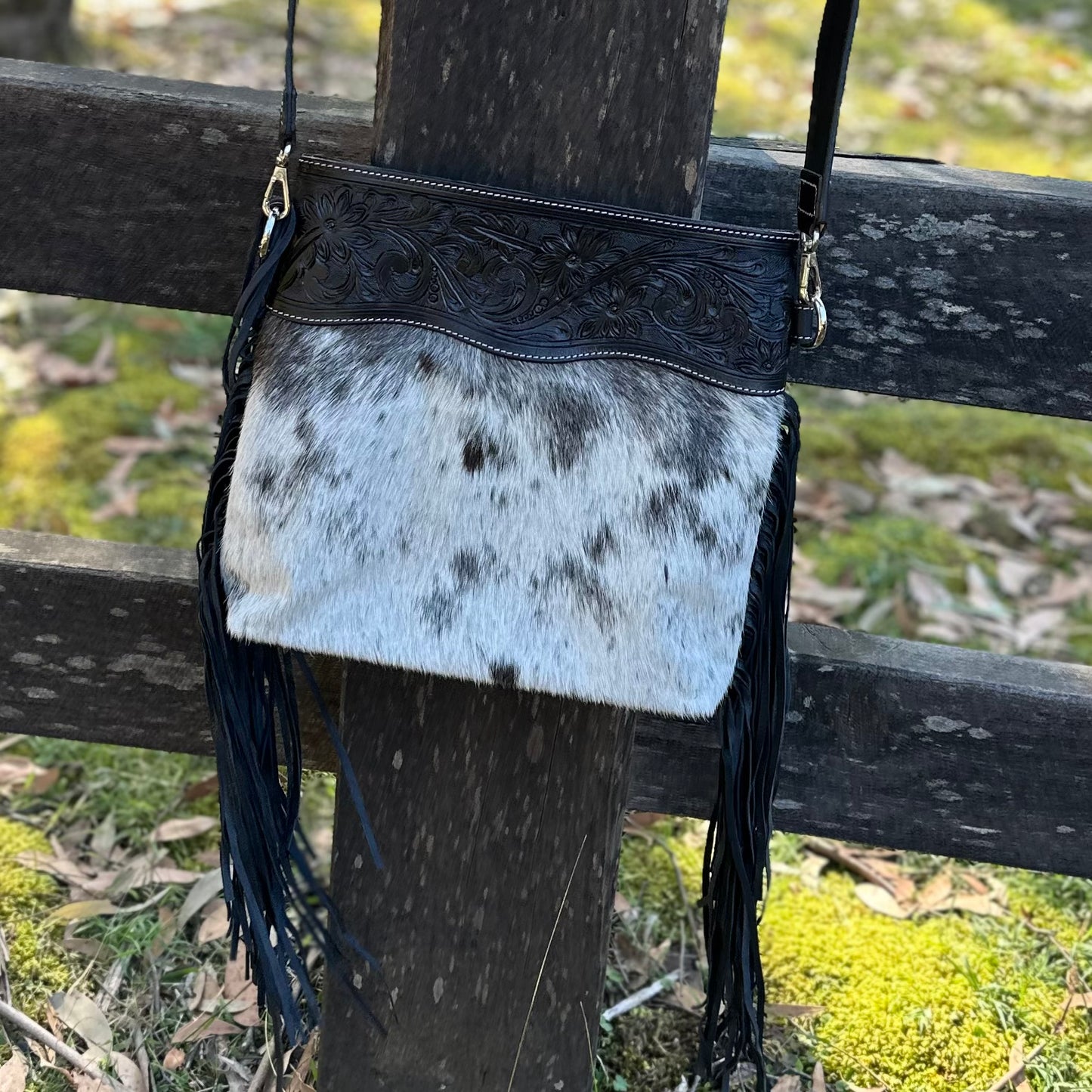 Penny -  Medium Tooled Leather Sling Cowhide Bag