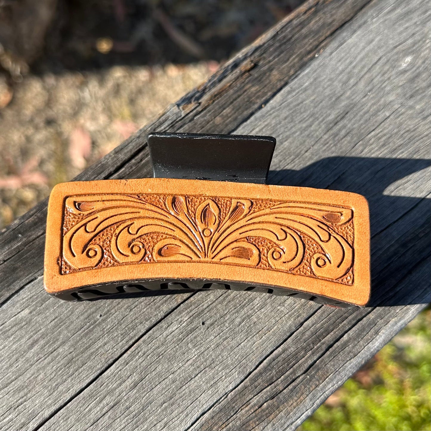 Tooled Leather Hair Claw