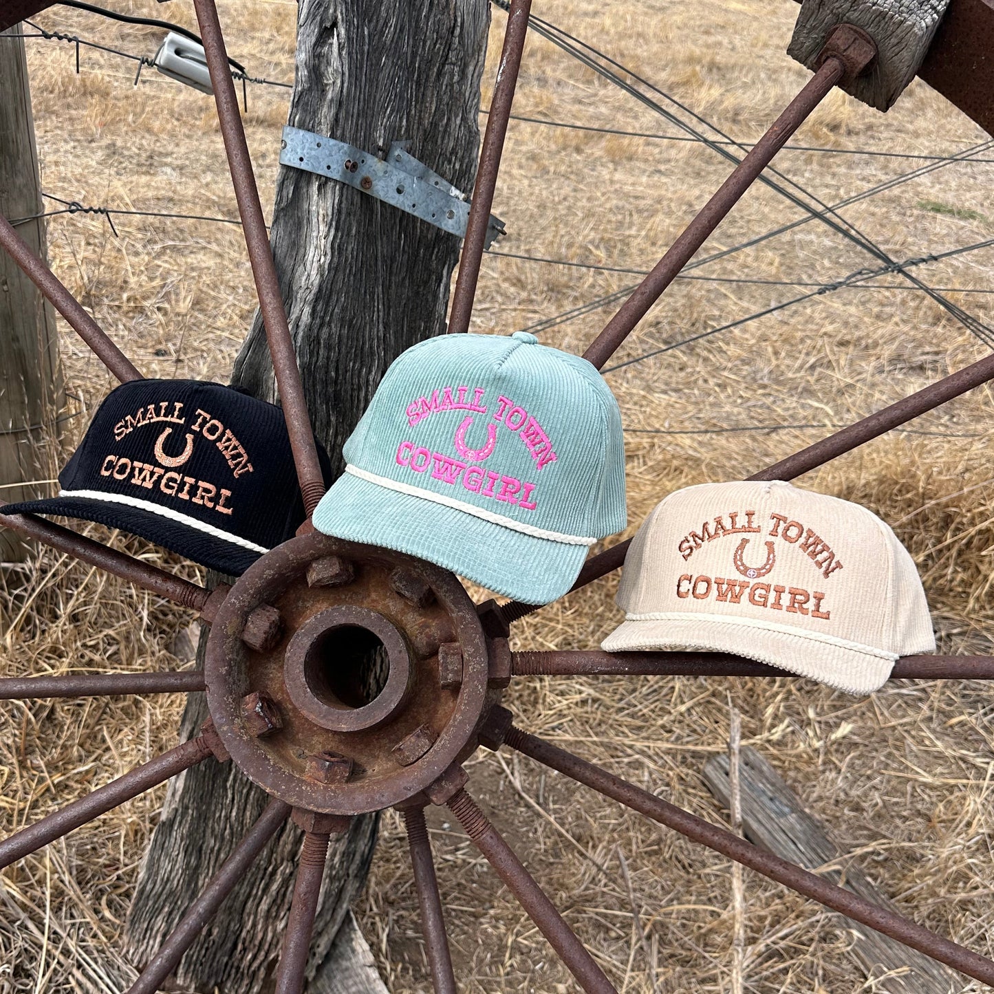 SMALL TOWN COWGIRL Corduroy Rope Trucker Hat