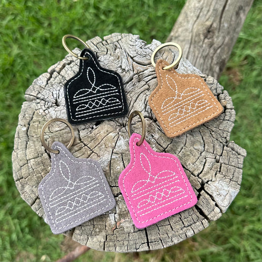 Cattletag with Bootstich Leather Keyring