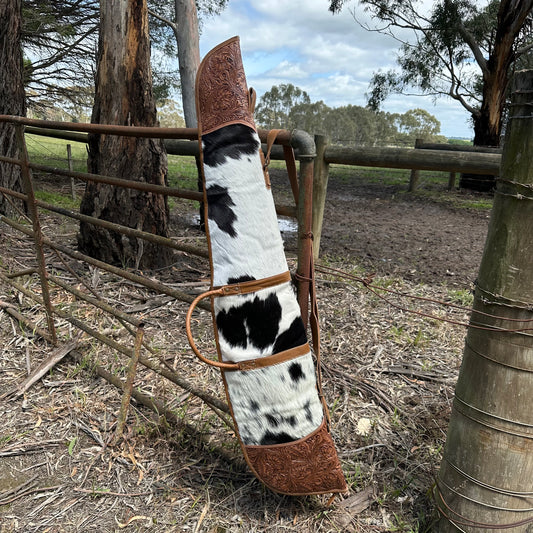 Cowhide Rifle Bag with Tooled Leather