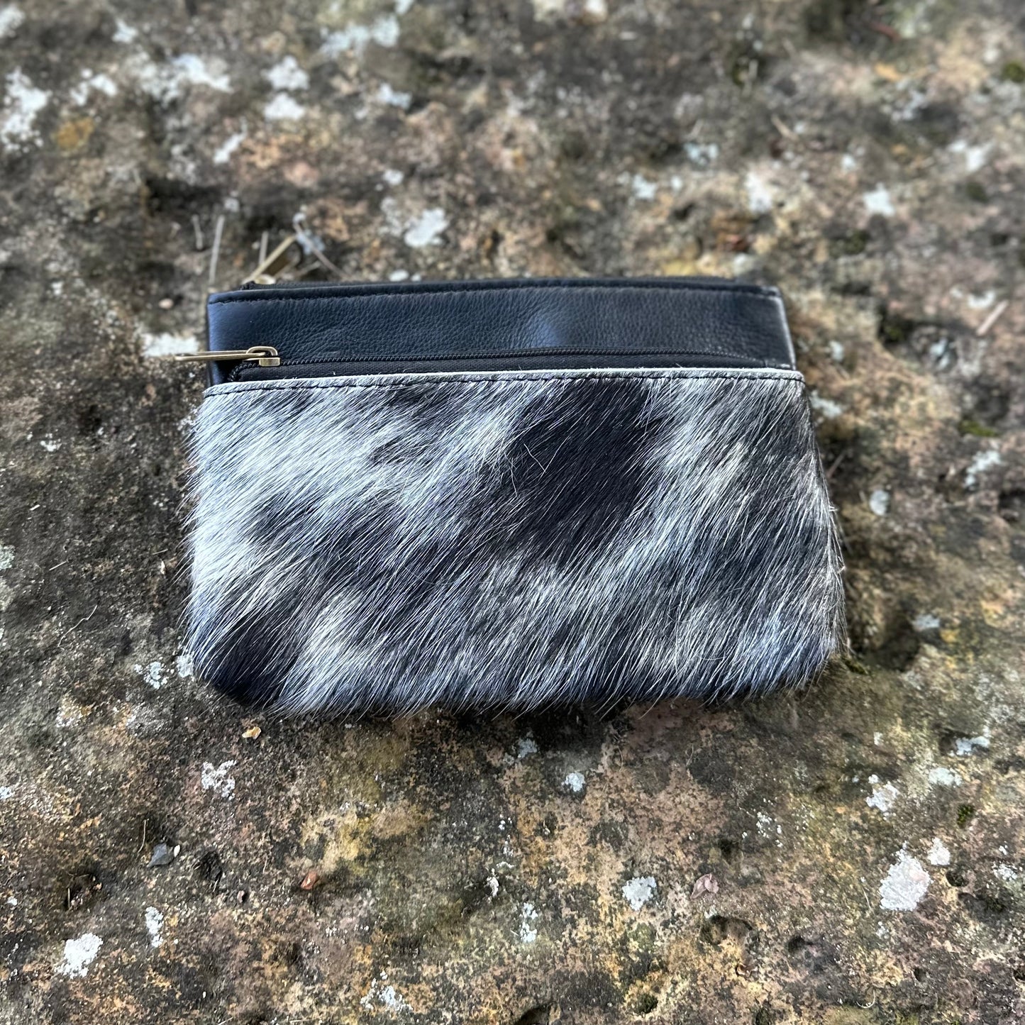 Allie - Double Zipper Cowhide Clutch