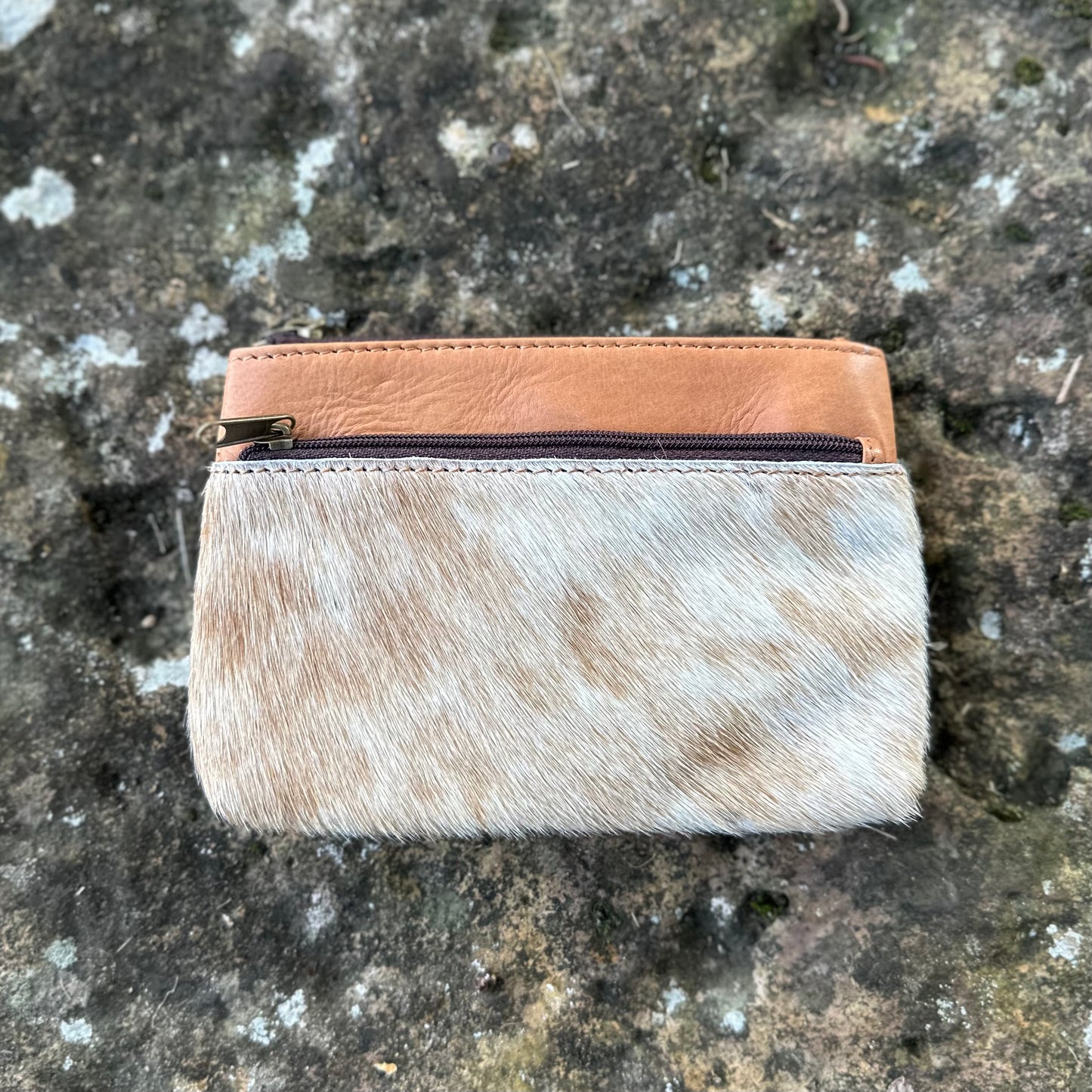 Allie - Double Zipper Cowhide Clutch