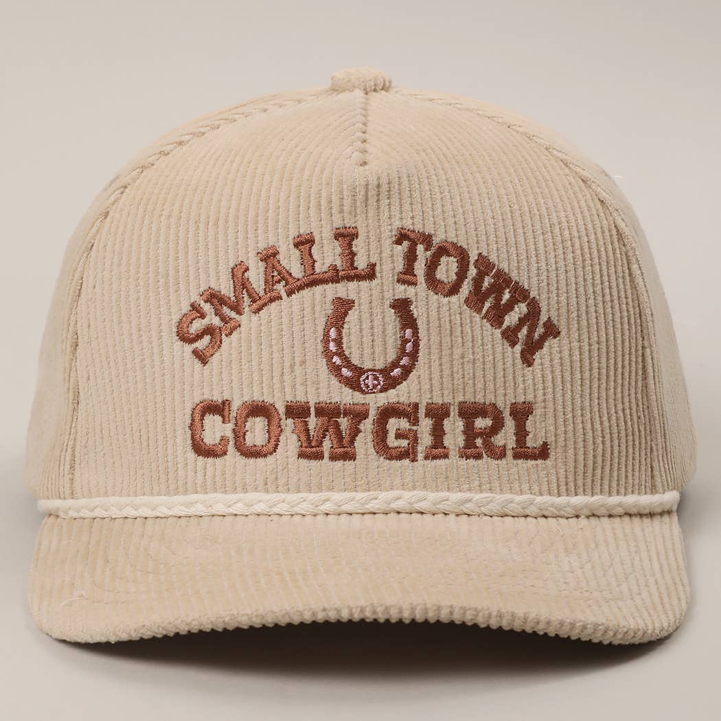 SMALL TOWN COWGIRL Corduroy Rope Trucker Hat
