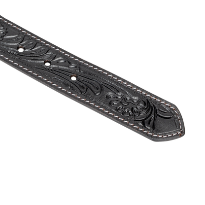 Embossed Leather Belt - Black