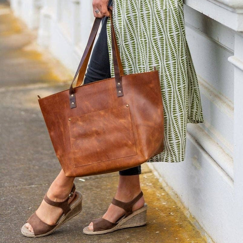Classic Brown Leather Tote Bag