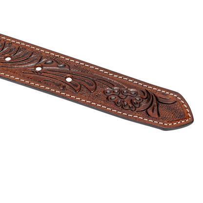 Embossed Leather Belt - Dark Brown